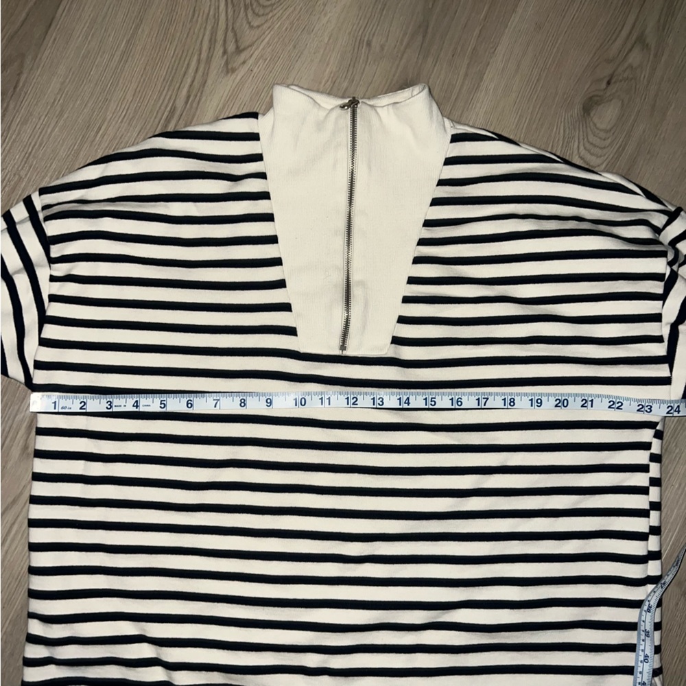 ZARA Striped Half-Zip Sweatshirt – Size L | Cotton Blend Pullover - Picture 5 of 15